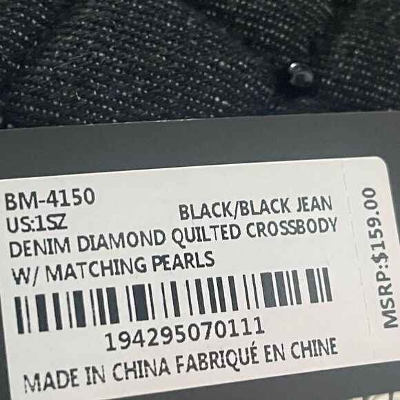 BADGLEY MISCHKA Quilted & Beaded Denim Shoulder Bag - Picture 3 of 4